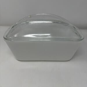 Vintage Westinghouse Milk Glass Loaf Pan Baking Refrigerator Dish w/Clear Lid
